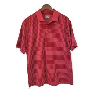 Champions Tour Red Striped Polo Men's L 3-button closure